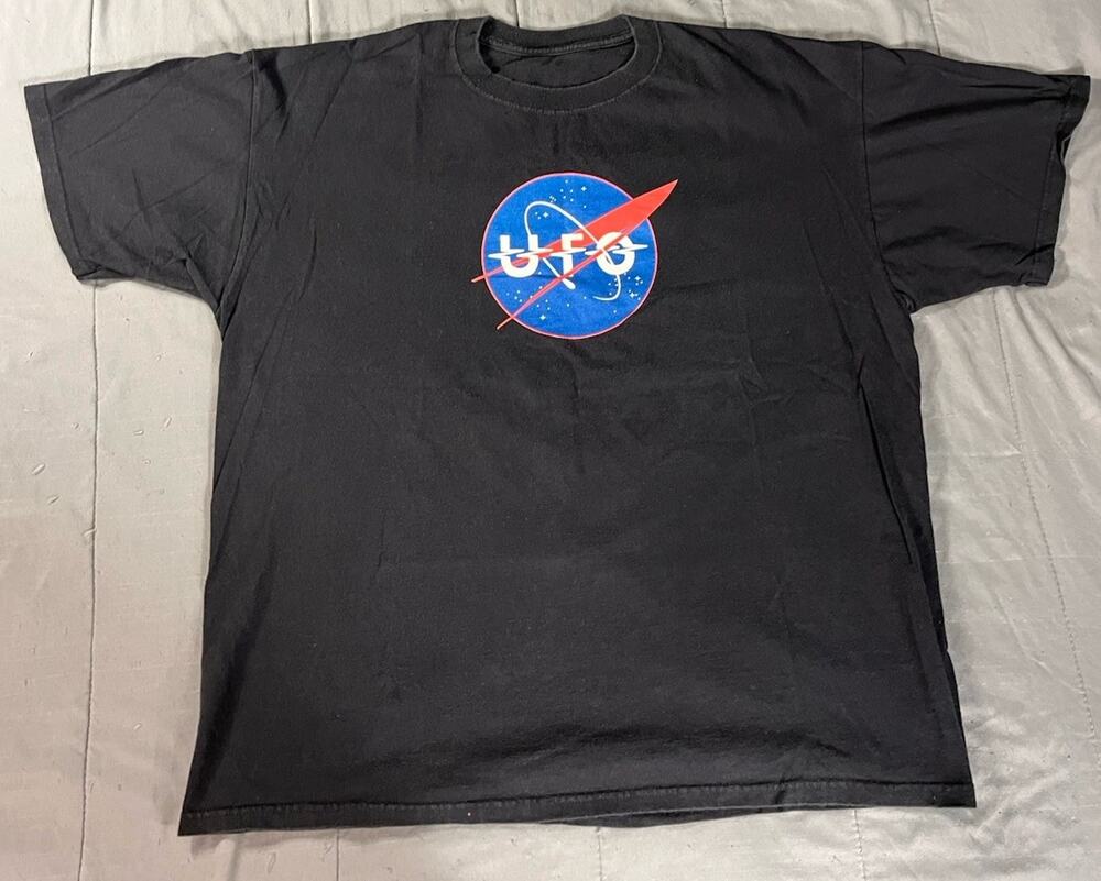 Vtg 2008 UFO Band Tour Shirt NASA Logo Concert Graphic Tee Black Size XL Rare